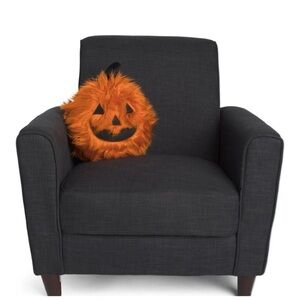 Cupcakes & Cashmere Orange Pumpkin Round Fuzzy Round Monster Pillow